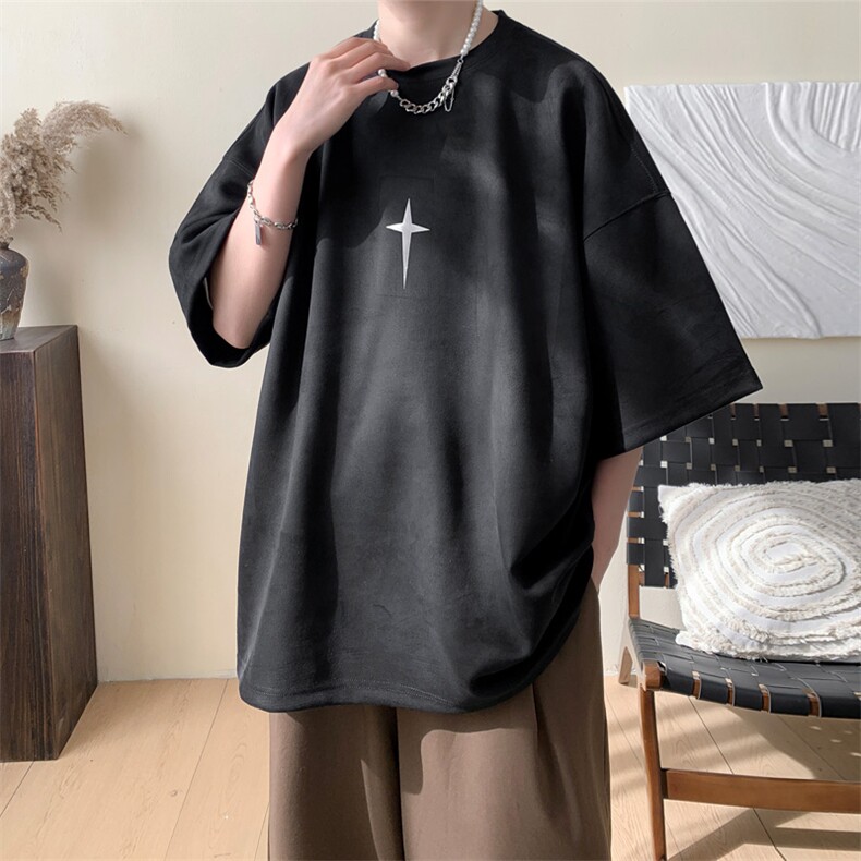 ！2025夏季新款男士银色字母印花情侣短袖T恤TL2410特P19控38,男装T恤,电商B220