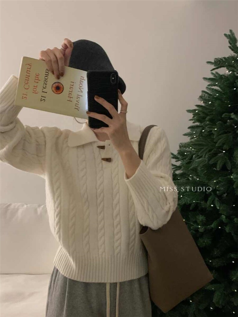 2025年秋季常规通勤套头单件长袖牛角扣，女装羊毛衫，佳弈羊绒