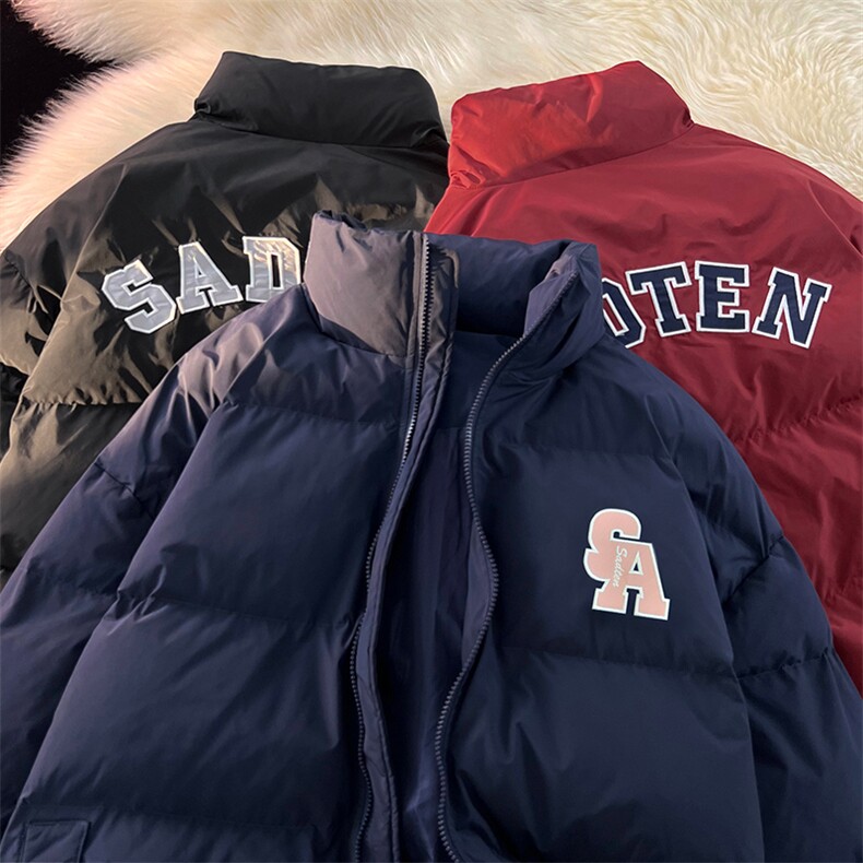 冬季新款宽松面包服港风青春立领棉服男纯色棉衣外套MY9067-P100,男装棉衣,电商A128