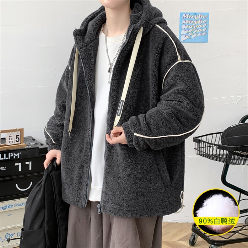 冬装港风百搭羊羔绒连帽外套羊羔毛羽绒服男女8153-P195控价268，男装羽绒服，电商A441-1