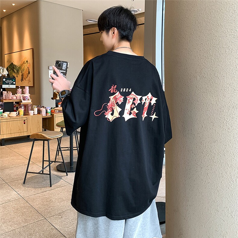 2025新款龙年字母印花SET短袖宽松M~5XLXZ604-DT217-P25控39,男装T恤,星座604