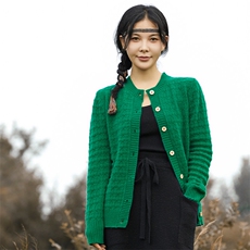 新款羊毛开衫女短款圆领单排扣纯色宽松百搭针织衫，女装羊毛衫，佑昭祥羊绒
