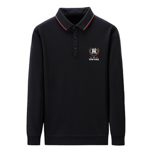 长袖t恤男保罗翻领polo衫商务休闲中年男士宽松刺绣纯色上衣男装，男装T恤，电商B212（原钱塘6029）