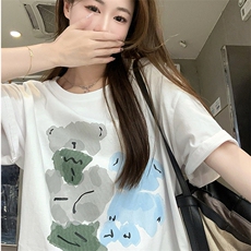 T0669-P25水墨油彩简约拼色纯棉印花短袖学院风学生宽松上衣，男装T恤，星座617A-2