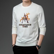 中年男士长袖秋季2023新款商务休闲印花卫衣潮流时尚百搭上衣，男装卫衣，电商B212（原钱塘6029）