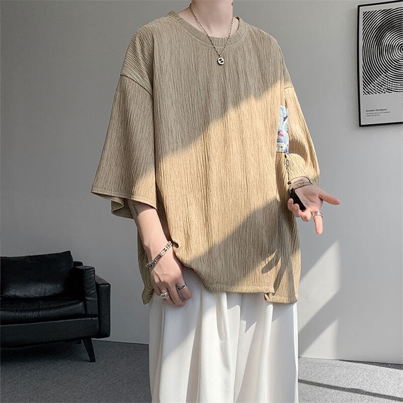T10121-特批30控58百搭小熊吊坠冰丝短袖T恤夏季新款高品质大码,男装T恤,电商A059