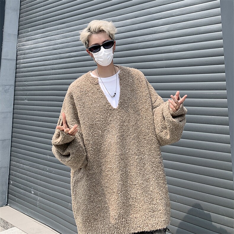 秋款男V领毛衣仿牛绒色纺纱针织衫宽松外套M5695P65,男装针织衫/毛衣,星座1013-1