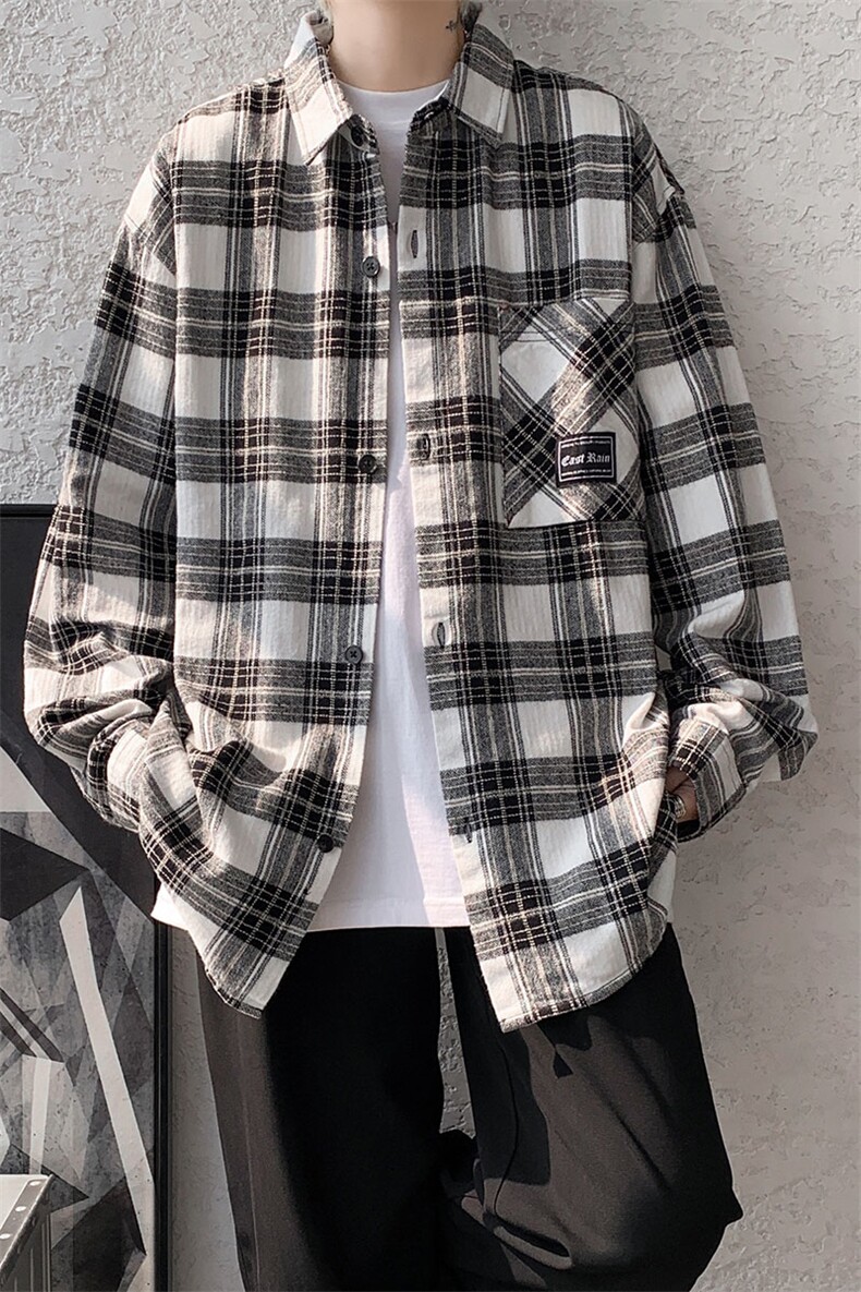 衬衫男秋季新款港风宽松大码长袖衬衣CS258-P45(现货),男装衬衫,星座214-3