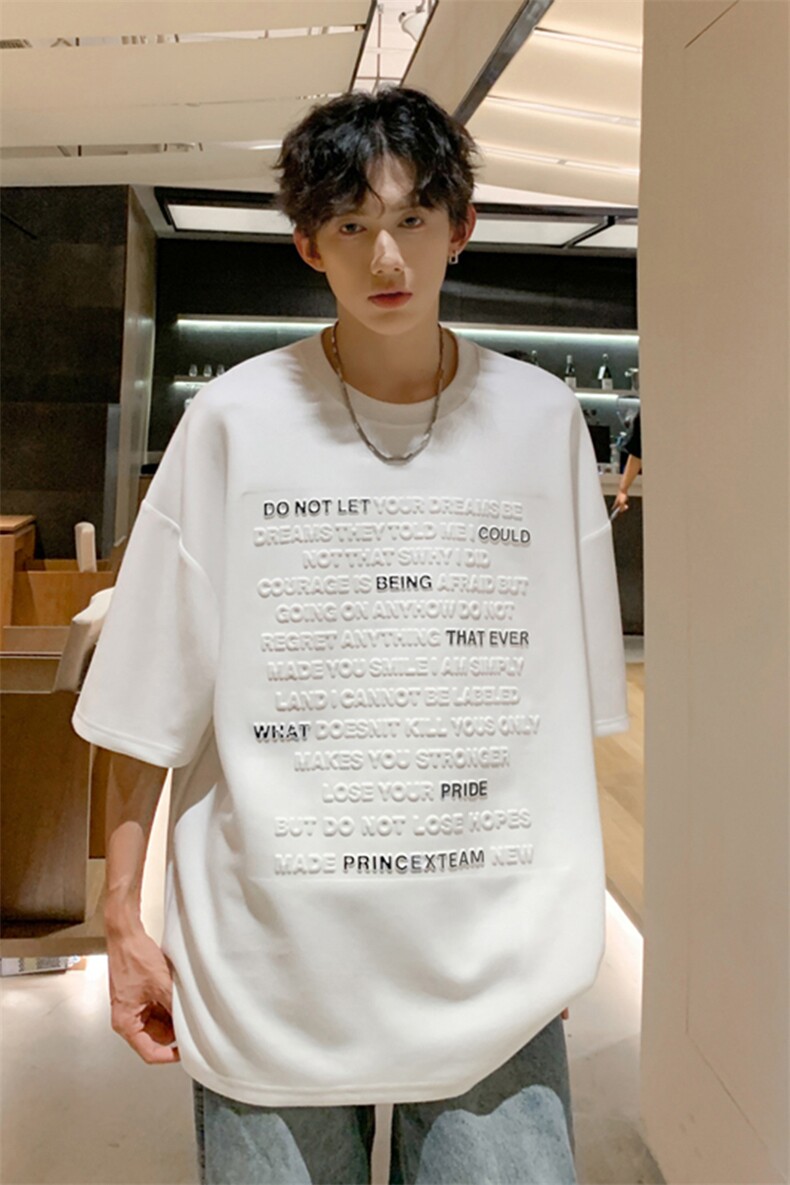 2024年夏季新款港风美式冰川棉钢印印花圆领短袖T恤男ZX442-P42,男装T恤,星座313A(原308A-2)