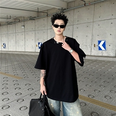 GC0196-P45潮牌痞帅炸街t恤男ins潮流重磅美式金属环扣小众半袖，男装T恤，电商C233