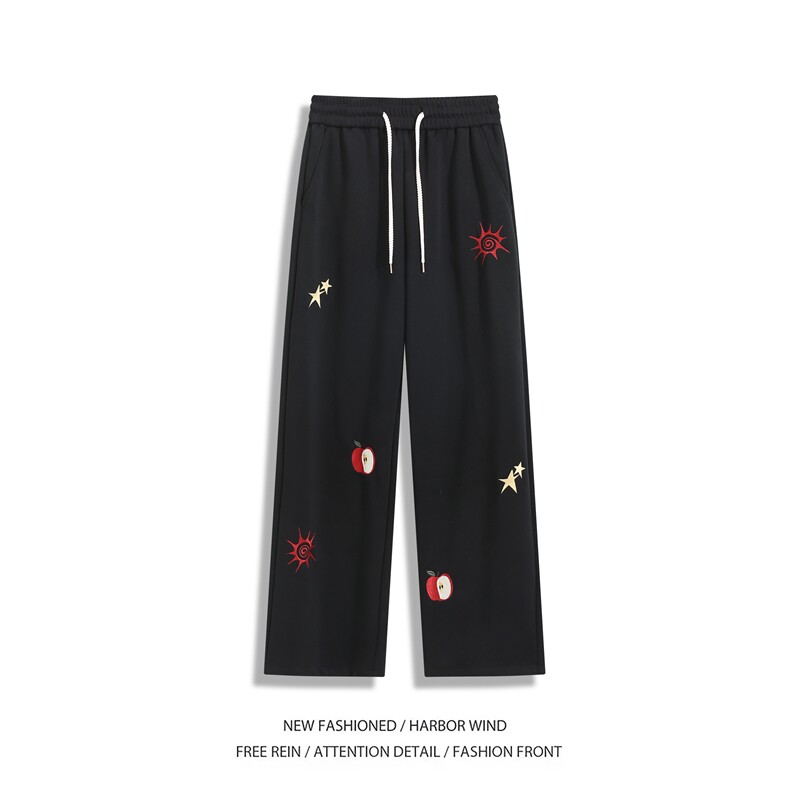 抖音品质美式多图案刺绣设计百搭休闲卫裤B315-K25394-特p40控78,男装休闲裤,电商B315