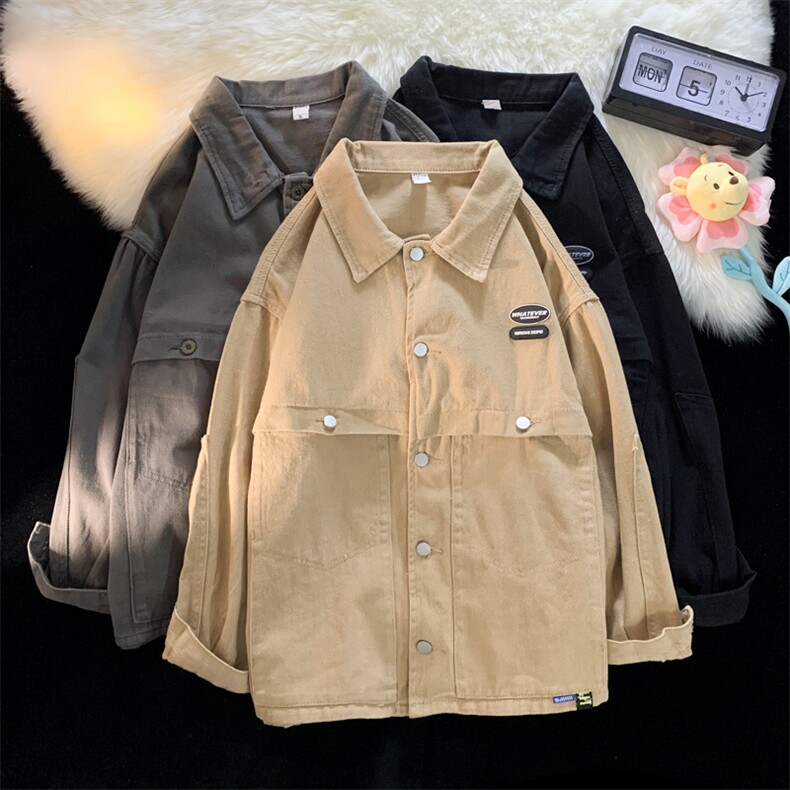 日系工装外套男春秋季ins潮牌休闲上衣复古翻领夹克W3517-P68,男装衬衫,星座512-2
