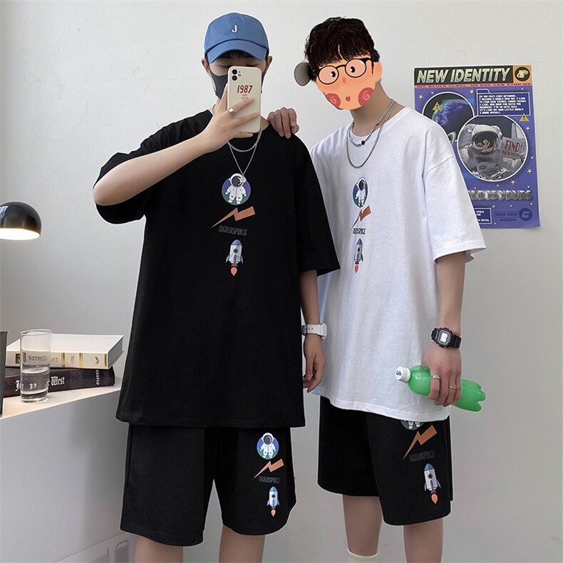 短袖t恤男2023新款潮牌夏季套装青少年衣服夏装A161-2-TZ03-P50,男装休闲套装,电商A161-2