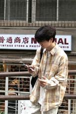 特P45无差价新款秋季时尚格子长袖衬衫-HS2295港风街头，男装衬衫，电商A003