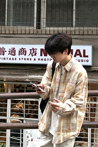 特P45 无差价新款秋季时尚格子长袖衬衫-HS2295 港风街头图片