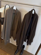 2025年秋季时尚百搭通勤简约休闲流苏开衫，女装针织衫/毛衣，聚奥羊绒