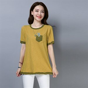 短袖宽松T恤女圆领上衣2021夏装新款女装韩版204款图片