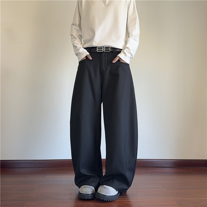 2025春季新款高级垂感宽松休闲弯刀西裤B315-K25672-p65控88,男装休闲裤,电商B315