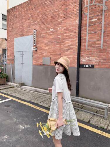 韩版波点连衣裙，女装连衣裙，天使公主