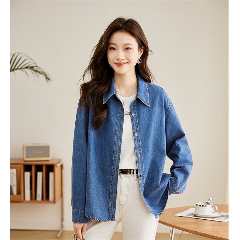 牛仔衬衫外套女春秋2025新款宽松叠穿上衣时尚设计感百搭衬衣，女装衬衫，姿萝菲