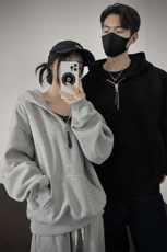 重磅全棉无帽绳420克拉链连帽卫衣硬挺短宽套头外套男RH5312-P50，女装短外套，星座610B-1