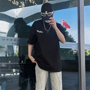 万针全刺绣工艺抖音得物高品质260克重磅纯棉双纱美式高街短袖T恤图片