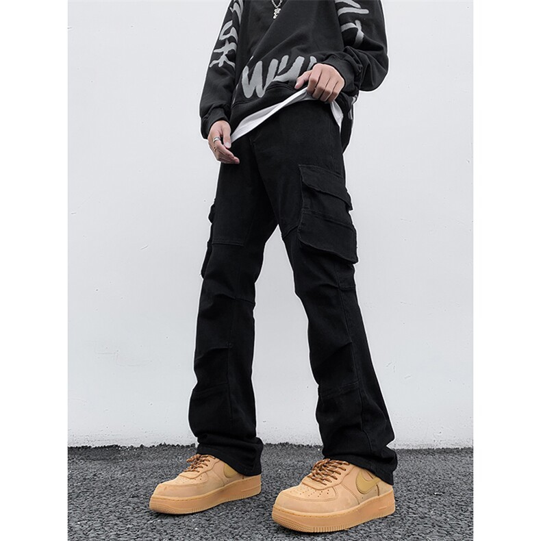 B221美式ins高街暗黑拼接弹力工装牛仔裤LK24163-P75控98,男装牛仔裤,电商B221