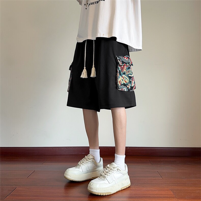 短裤男夏季美式复古拼接五分裤潮牌宽松大码XZ102B-1DK2512P30,男装牛仔裤,星座102B-1