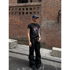 气质百搭时尚ins新款日系流行原宿褶皱西裤潮流文艺慵懒简约X826图片