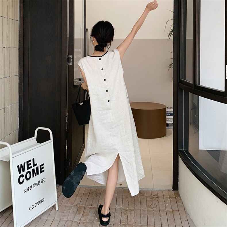 法式气质慵懒风背心连衣裙女2025夏季新款韩版宽松显瘦简约长裙子图片