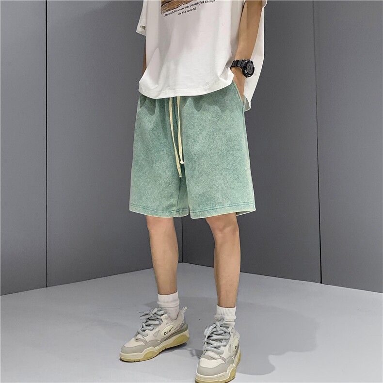 2026新款重磅纯棉水洗短裤XZ604-DK100-P45控58,男装牛仔裤,星座604