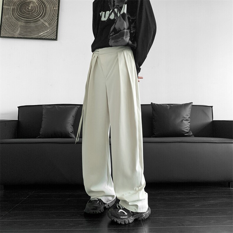 弯刀裤飘带宽松休闲西裤垂感高腰阔腿拖地长裤504-K849-P60控78，男装西裤，星座504