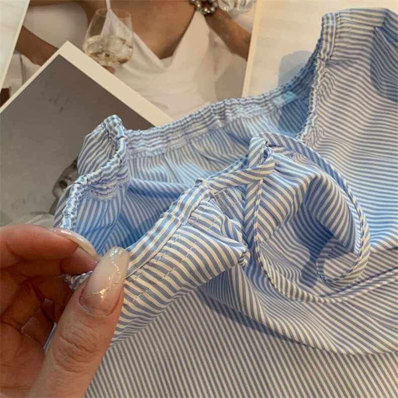 AK2495-P552024蓝色竖条纹阔腿裤夏日小清新休闲裤，男装休闲裤，星座617A-2