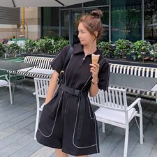 黑色时尚收腰显瘦连体短裤女2025夏季新款高级感小个子百搭连衣裤，女装连衣裙，依依服饰