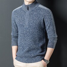 2023秋季新款中年男士圆领纯羊毛休闲中年男装毛衣薄款套头针织衫，男装针织衫/毛衣，电商B212（原钱塘6029）