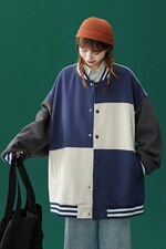 ！中性秋季设计感拼接撞色宽松休闲情侣棒球服-G430P75控98--，女装职业装，A247A