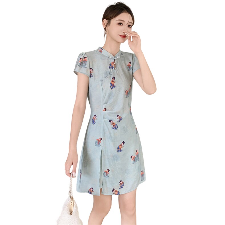 新中式国风印花套装女夏季2025新款巨好看独特漂亮休闲短裤两件套,女装套装/套裙,仟媚宠