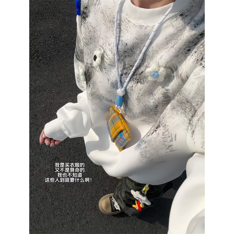 XZ809A/SYR40/P50/控78 印花设计感小花圆领卫衣图片