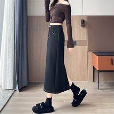 a字半身裙女秋季新款高腰小个子黑色中长款巨好看包臀直筒裙，女装半身裙，云美莎专业女裤-全店现货