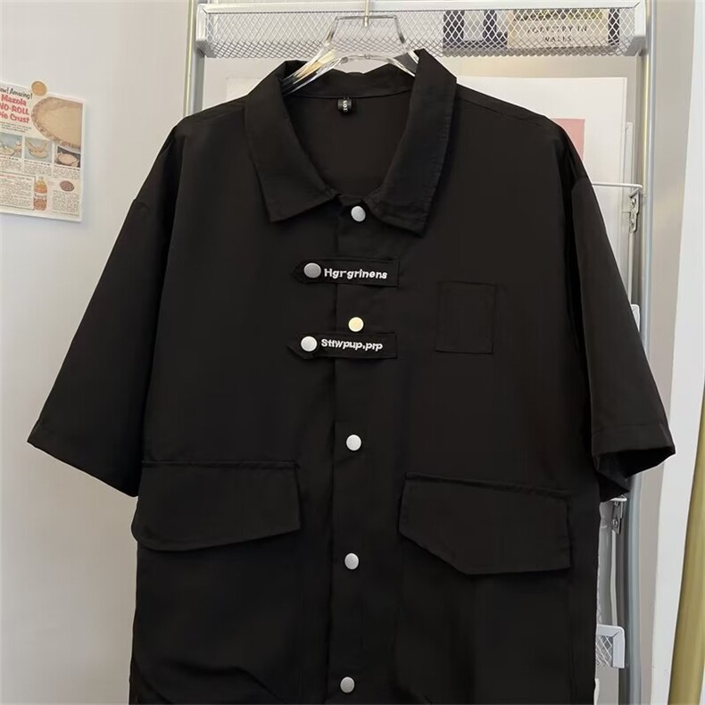 立体多口袋短袖衬衫半袖扣带休闲伐木工装衬衣 C1172 P40图片