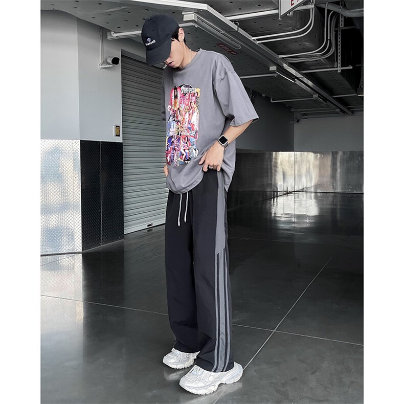 美式潮牌降落伞兵裤男夏季薄宽松直筒运动阔腿工装裤子BK433-p45,男装工装外套,星座1008