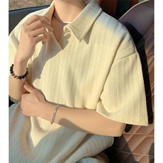 ！2026夏季新款男士肌理感短袖T恤翻领麦穗半袖T2502特P36，男装T恤，电商B220