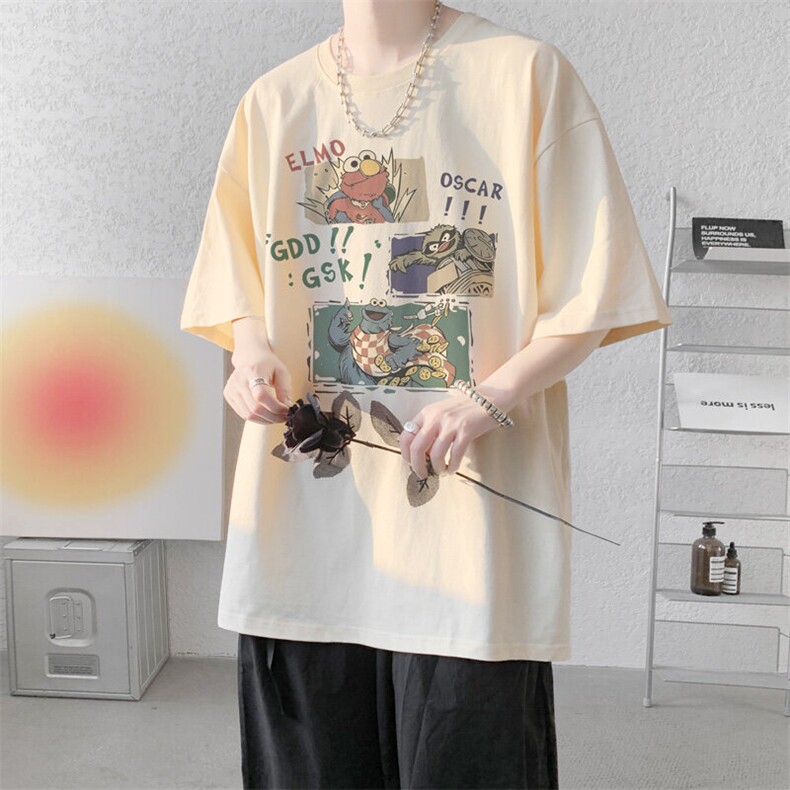 夏季内景卡通动漫短袖T恤男潮重磅宽松体恤衫,男装T恤,电商B316