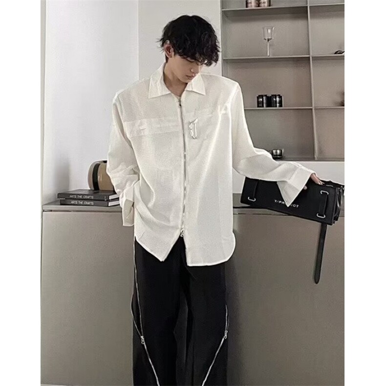 梭织布青年痞帅休闲长袖衬衣运动翻领多口袋宽松型C246,男装衬衫,星座1116A（原606A-3）