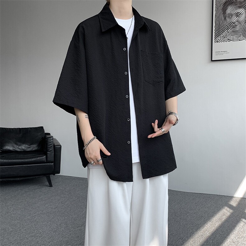 8XL-M泡泡纱盐缩肌理短袖衬衫男夏季冰丝外套防晒衬衣DC28011P36,男装衬衫,电商B312