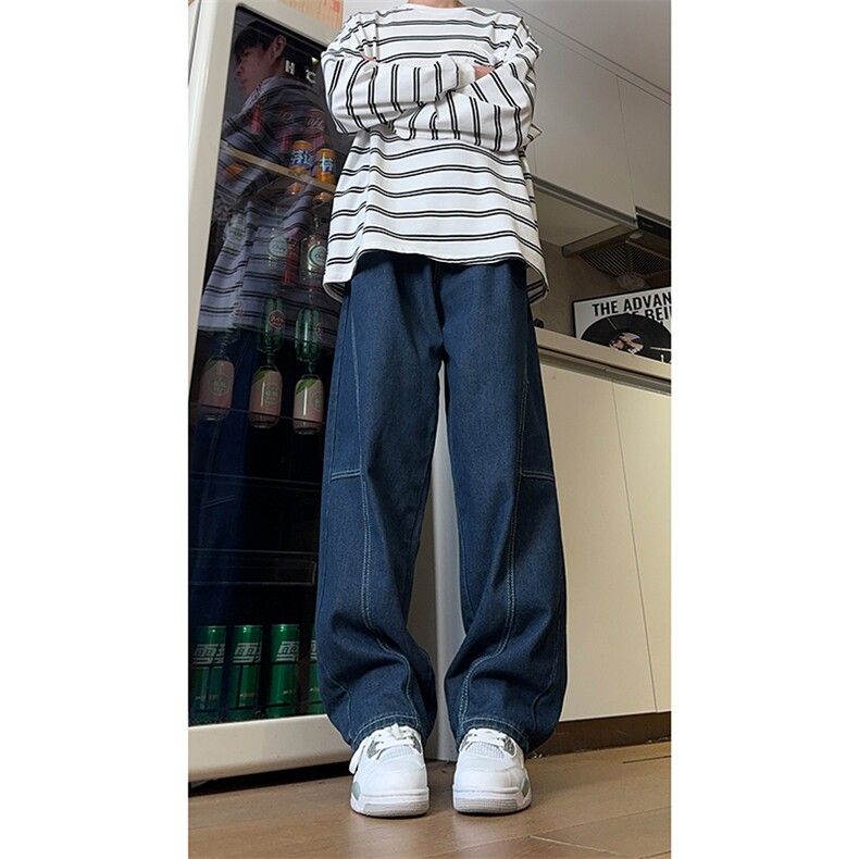 现货原宿复古水洗阔腿工装灯笼裤宽松大码牛仔裤男K660-P55控78，男装牛仔裤，星座205-5