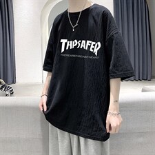 YT26007-P30亚短袖t恤男大码五分袖男宽松七分袖港风模特，男装T恤，电商A040
