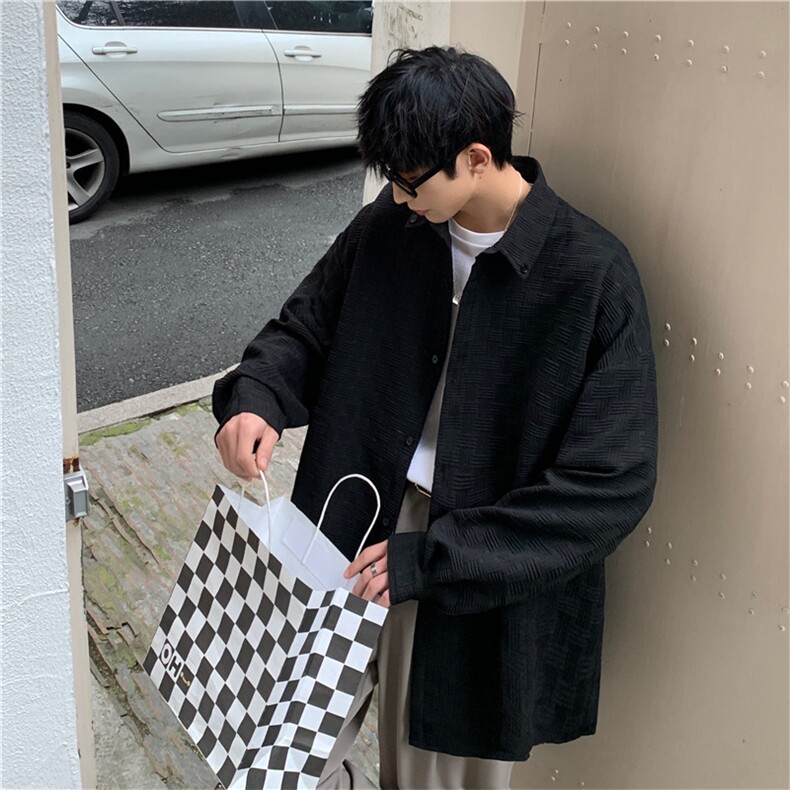 2025秋装新款港风休闲长袖宽松衬衫外套男女情侣A338-1YC01P50,男装衬衫,电商D325