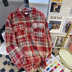 复古格子衬衫外套男女春秋翻领刺绣夹克潮牌学生痞帅衣服~WT009，男装夹克，星座601-2
