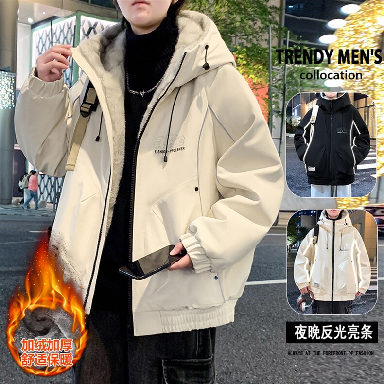 网红座山雕加绒加厚棉衣外套新款情侣连帽夹克 A436-2539-P95图片